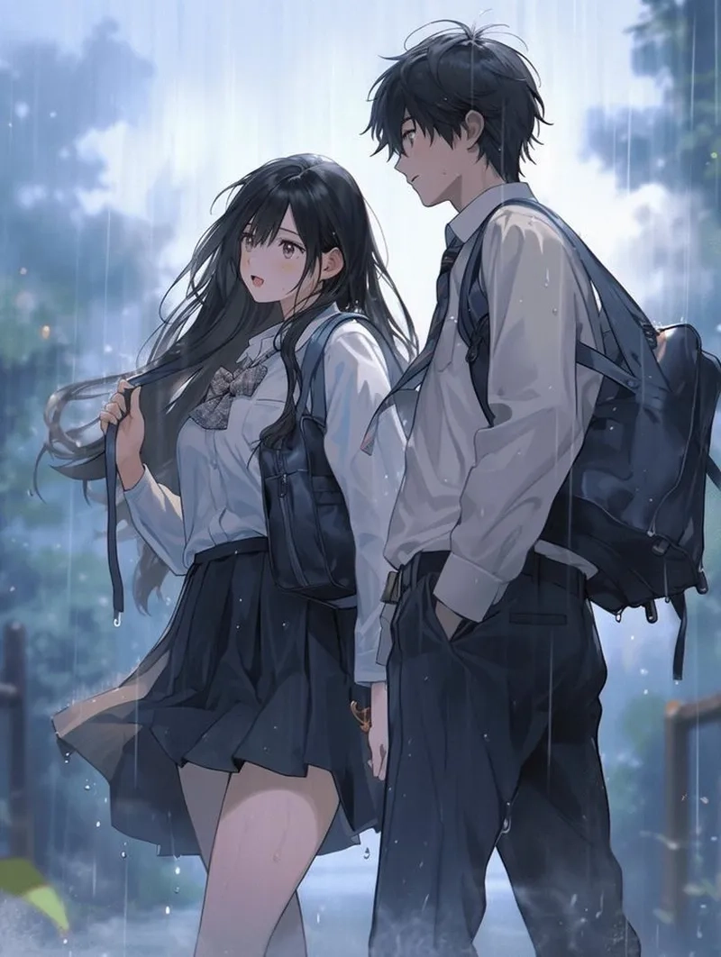 Tải ngay hình nền anime cặp đôi cute đầy lãng mạn