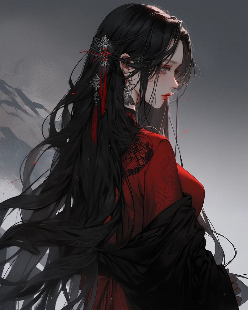 hình ảnh anime nữ quyến rũ ngầu với thần thái mạnh mẽ, đầy bí ẩn