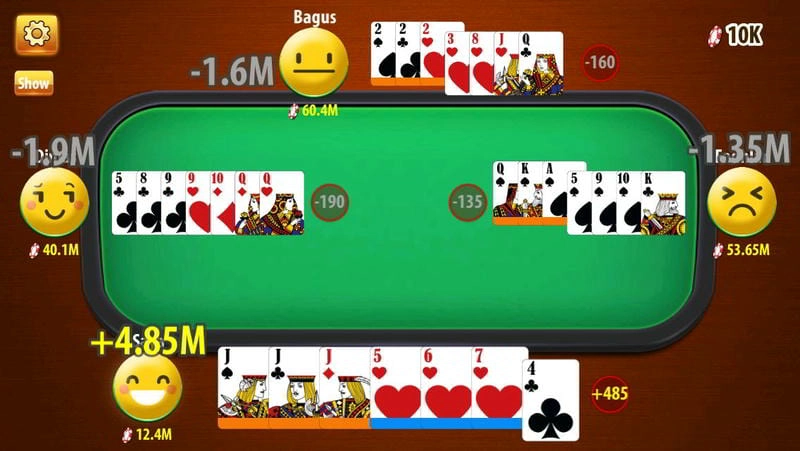  Giao diện game bài Phỏm trực tuyến tại Nhatvip với cách chia bài trực quan.