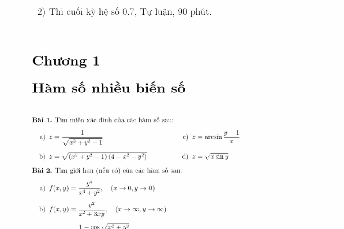 Tổng hợp bài tập giải tích 2 có lời giải chi tiết