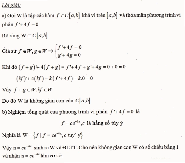 Bài tập chứng minh không gian vector con