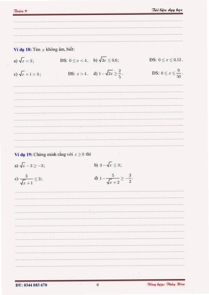 bài tập toán 9