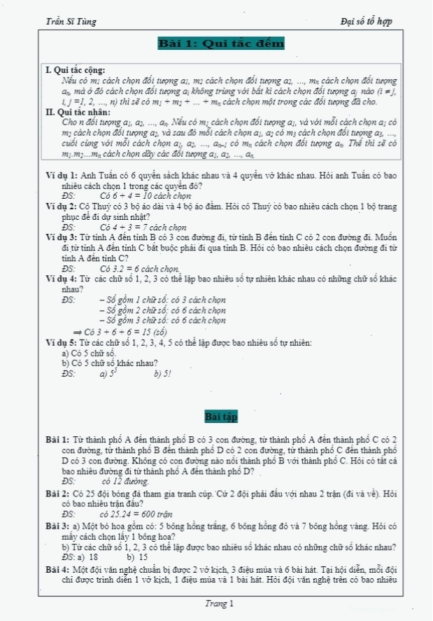 Bài tập vận dụng nhị thức Newton
