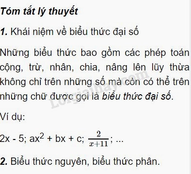 Biểu thức đại số là gì? Lý thuyết và ví dụ chi tiết