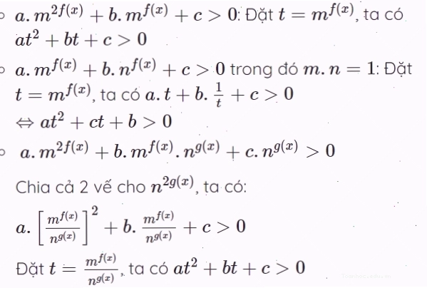Công thức giải bất phương trình mũ