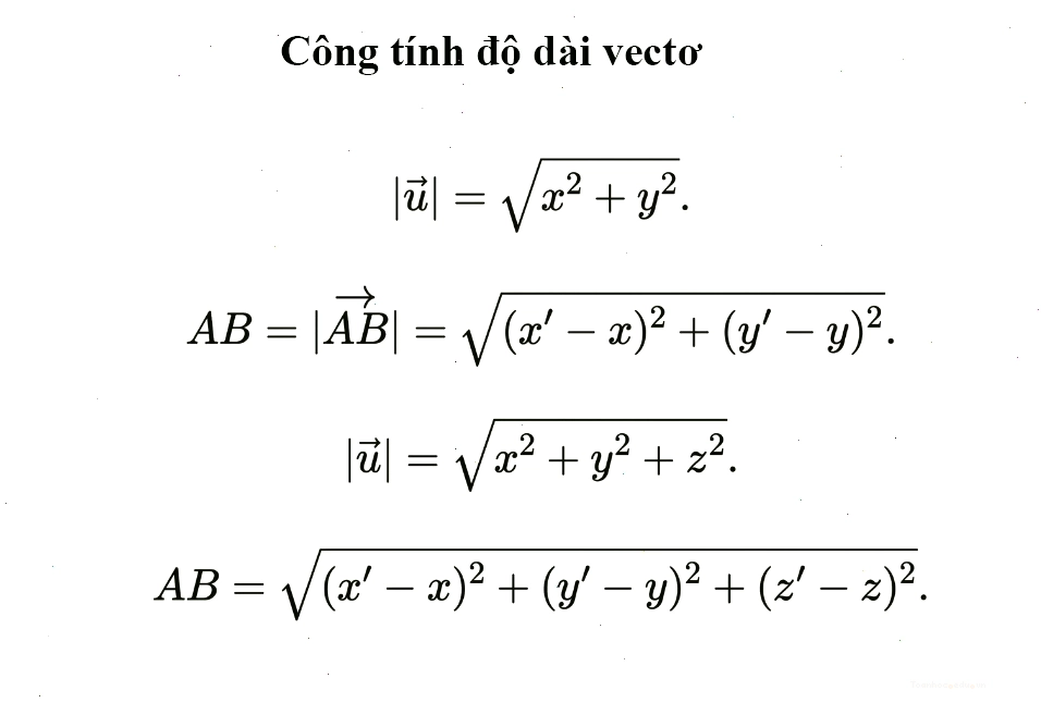 Công thức tính độ dài vectơ trong Oxy