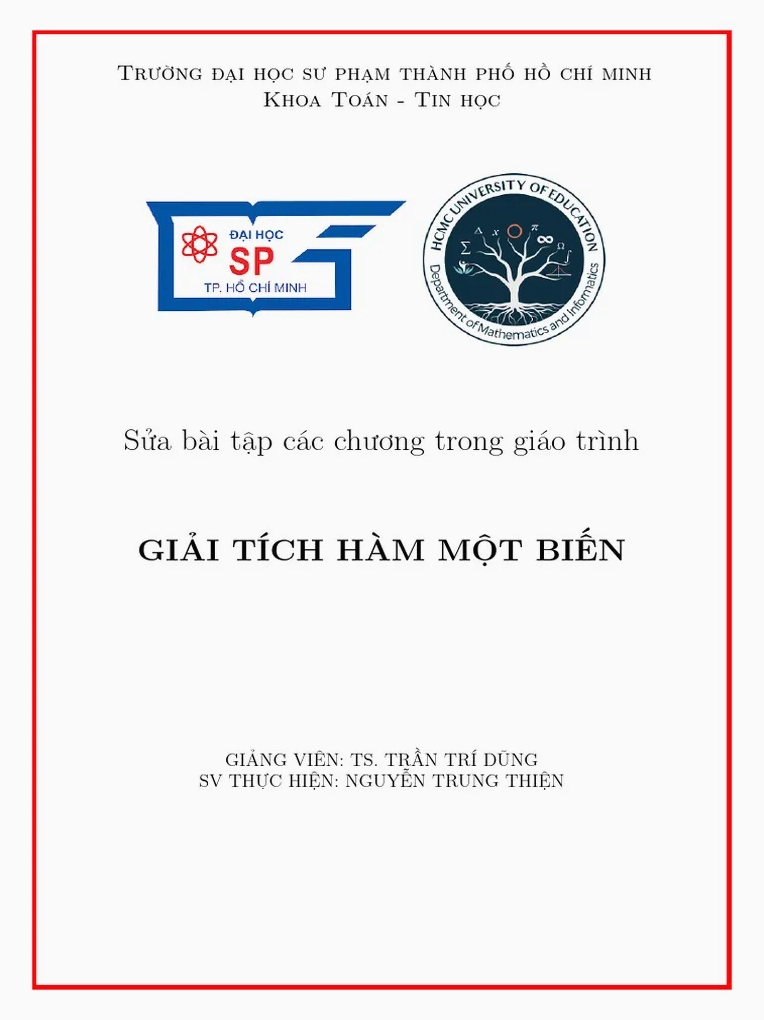 Giải tích hàm một biến: Khái niệm, ứng dụng và tài liệu học tập