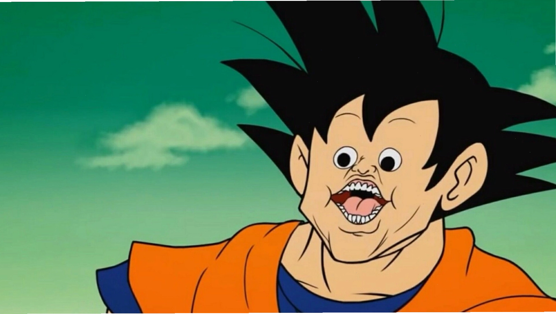 Goku meme với biểu cảm khó đỡ, phù hợp diễn tả sự ngạc nhiên tột độ