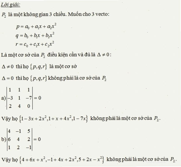 Hệ vectơ cơ sở của không gian đa thức P2