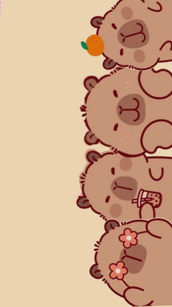 Hình nền Capybara xếp hàng vô tri đáng yêu
