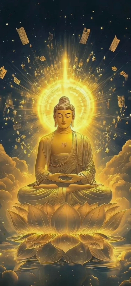 Hình nền điện thoại mô tả cảnh Đức Phật ngồi dưới cội Bồ Đề