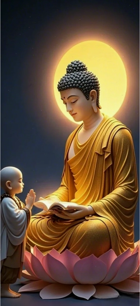 Hình nền điện thoại với biểu tượng hoa sen và Đức Phật