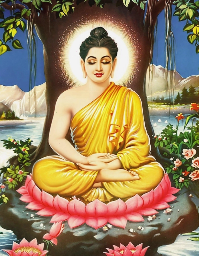 Hình nền Phật Thích Ca Mâu Ni với gam màu ấm áp