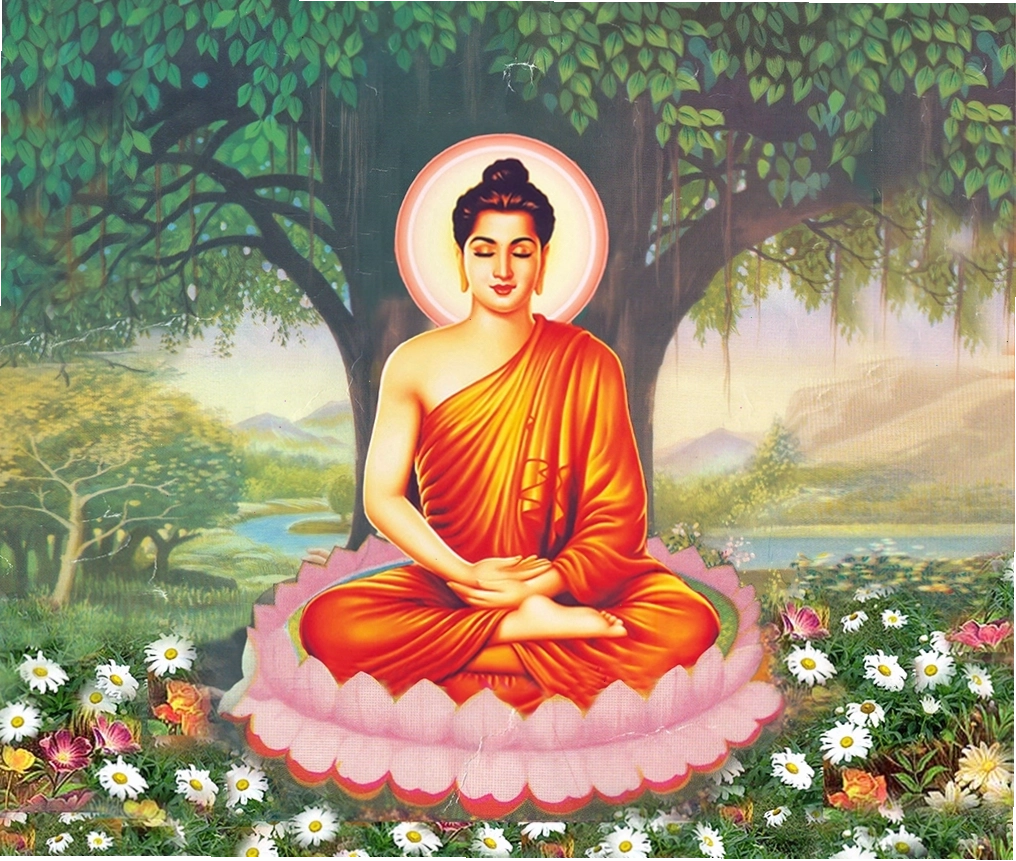 Hình nền Phật Thích Ca Mâu Ni với hoa sen