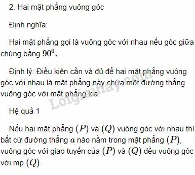 Khám phá tính chất hai mặt phẳng vuông góc trong không gian