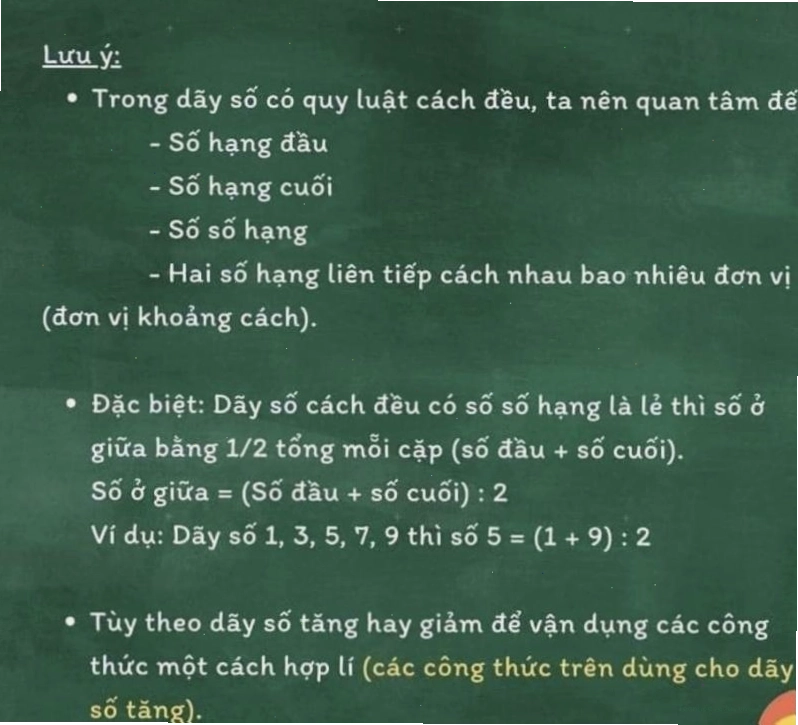 Lưu ý khi áp dụng công thức dãy số cách đều