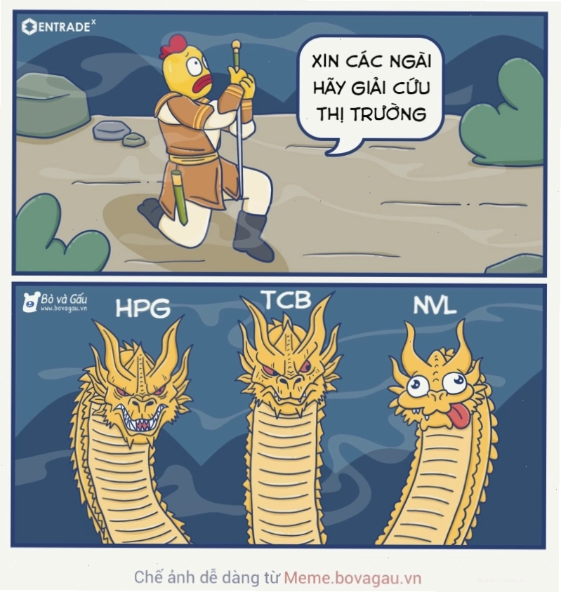 Meme 3 con rồng kinh điển với hai đầu hung dữ và một đầu ngớ ngẩn