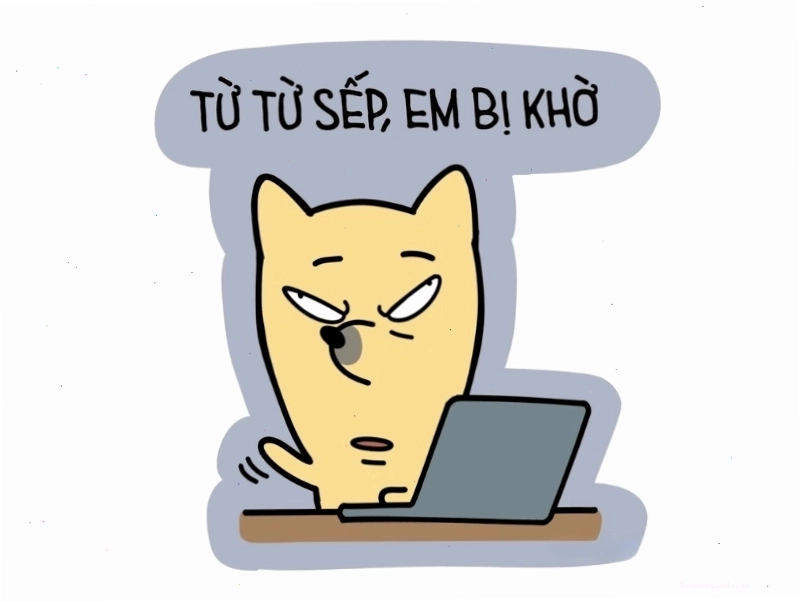 Meme ảnh vẽ biểu cảm ngơ ngác kèm câu nói: Meme từ từ sếp, em bị khờ