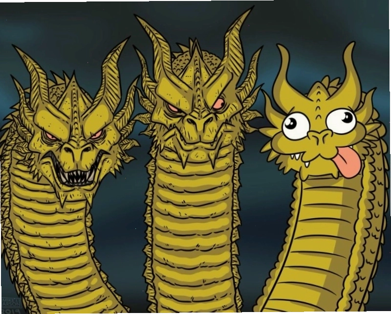 Meme rồng ba đầu lấy cảm hứng từ King Ghidorah
