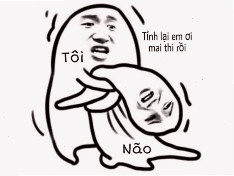 Meme vẽ bộ não trống rỗng khi chuẩn bị cho kỳ thi