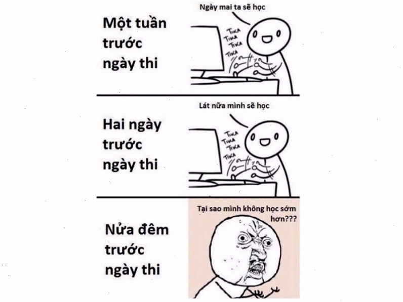 Meme vẽ cảnh ôn tập dồn dập trước ngày thi