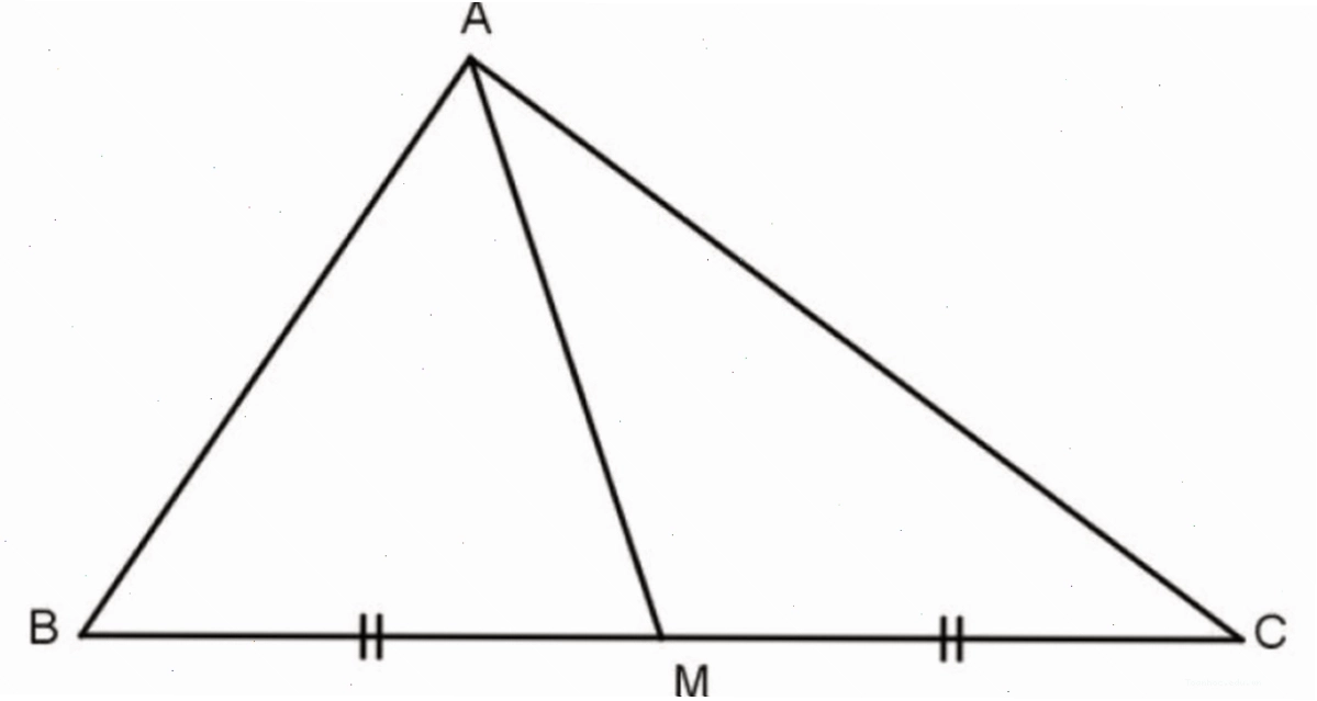 Minh họa chứng minh công thức đường trung tuyến bằng Định lý Apollonius