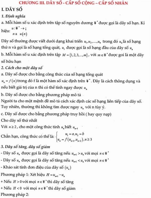 Minh họa dãy số tăng trong toán đại số lớp 11