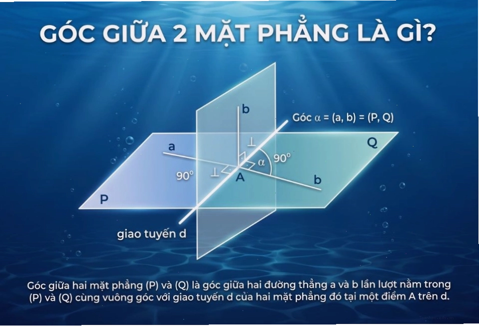 Minh họa góc giữa hai mặt phẳng trong không gian