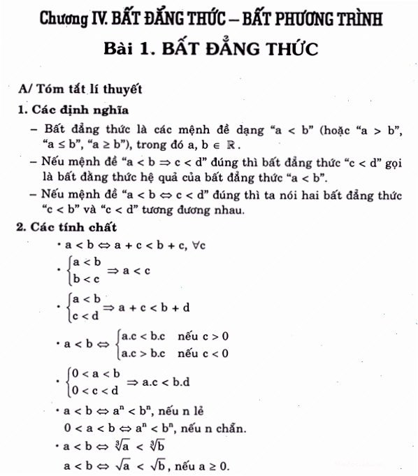 Minh họa về Bất đẳng thức và Bất phương trình trong Đại số 10