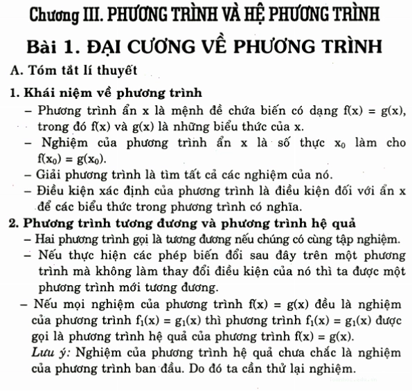 Minh họa về Phương trình và Hệ phương trình trong Đại số 10