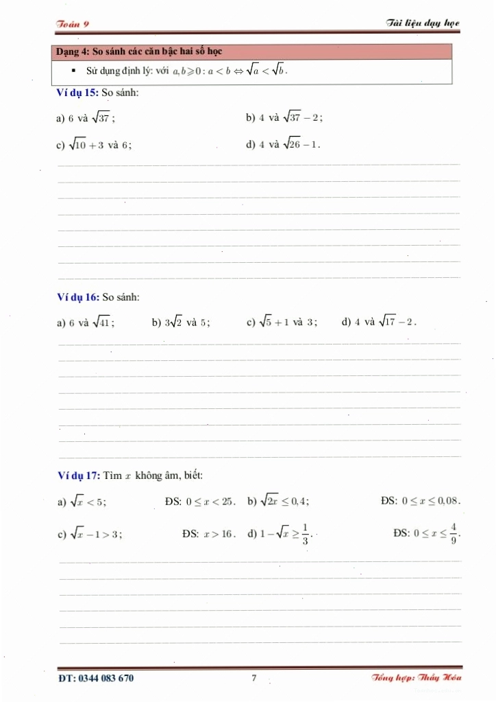ôn tập đại số 9
