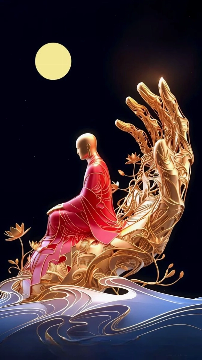 Phật thiền trên lòng bàn tay, thể hiện sự bao dung và che chở