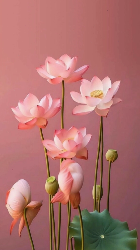 Sen hồng 3D thuần khiết trong buổi sớm mai
