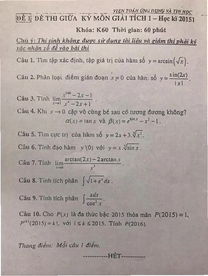 Tài liệu ôn tập Giải tích 1