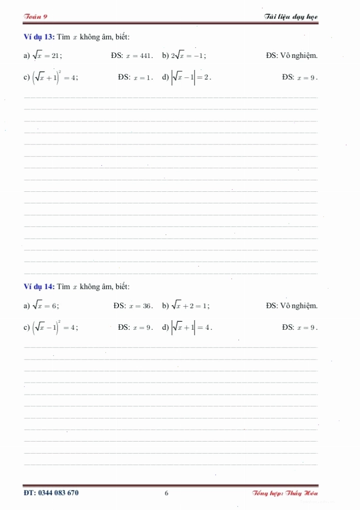 Toán 9 đại số