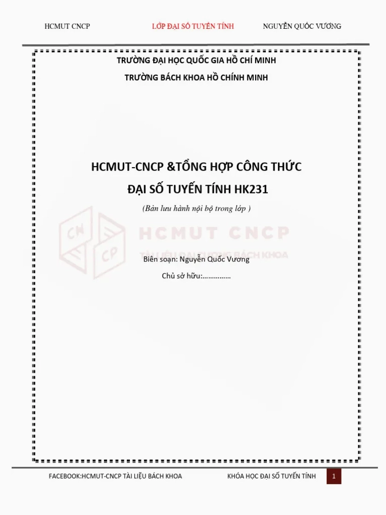 Tóm tắt Đại số Tuyến tính: Công thức và Khái niệm Cốt lõi