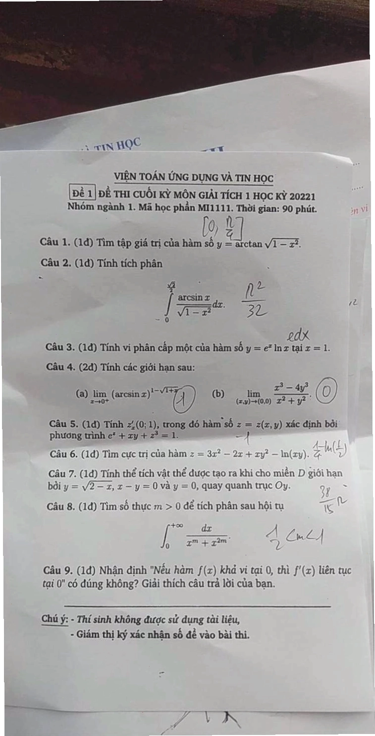 Tổng hợp đề thi Giải tích 1 từ các trường đại học lớn