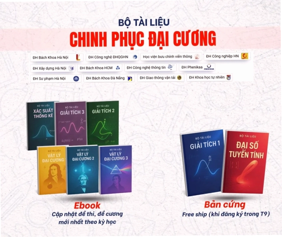 Trang nội dung giáo trình Đại số Tuyến tính minh họa các định lý và công thức