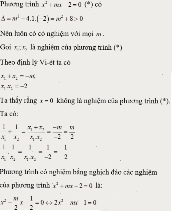 Ứng dụng hệ thức Viet trong giải toán phương trình bậc hai
