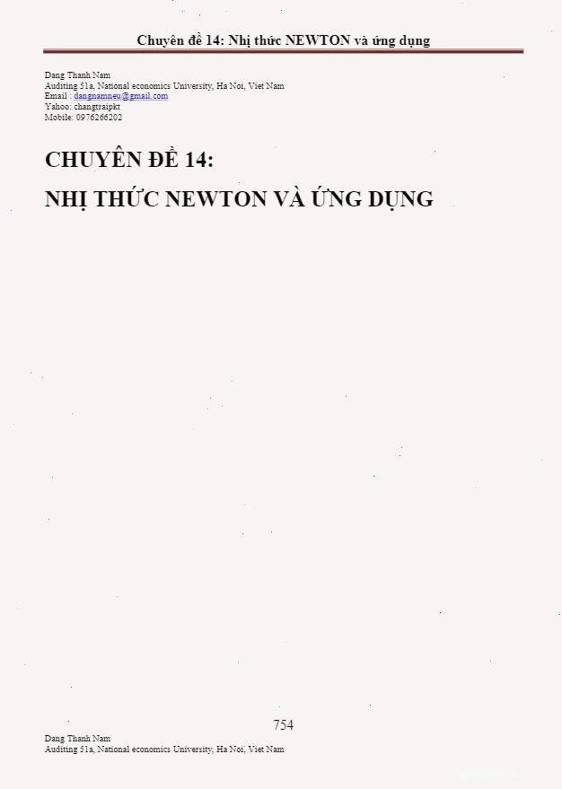 Ví dụ minh họa khai triển nhị thức Newton