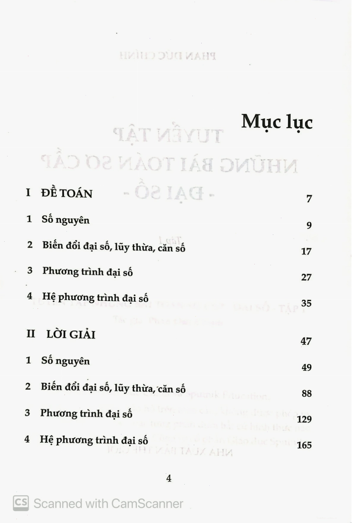 Ví dụ về phương trình bậc hai trong sách đại số sơ cấp