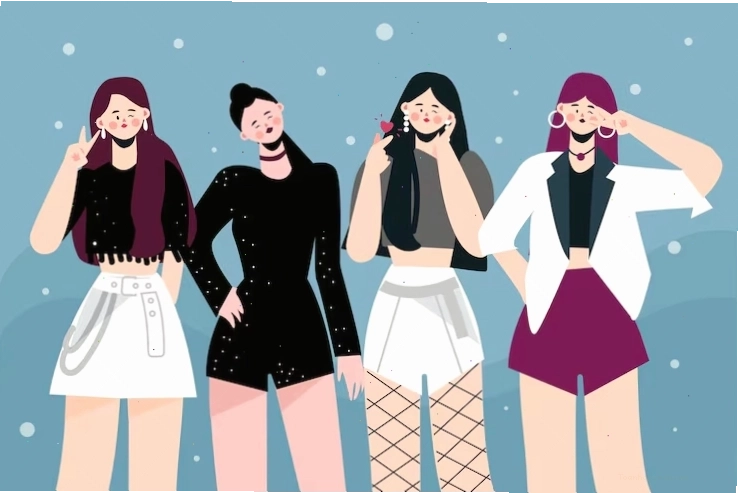 Nhóm nhạc nữ Kpop trẻ trung minh họa