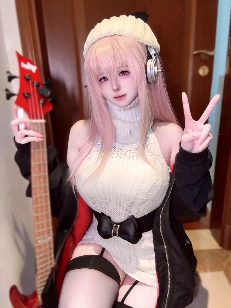 sexy cosplay anime girl in studio