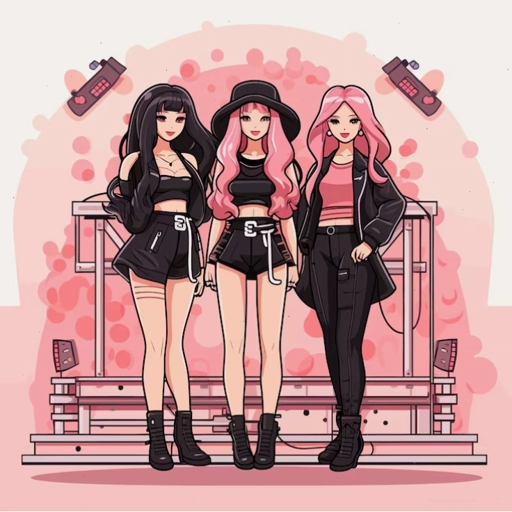 Thành viên Blackpink chibi trên sân khấu