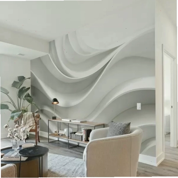 Geometric 3D shapes for a modern bedroom accent wall