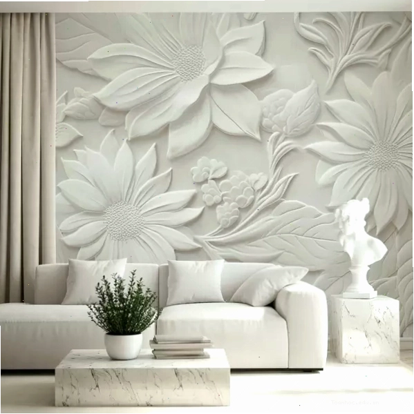 Modern 3d textured wallpaper for accent wall bedroom in a master suite