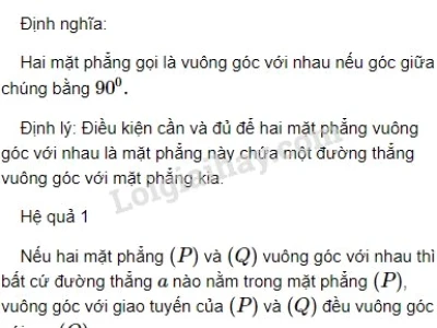 Điều kiện để hai mặt phẳng vuông góc và các trường hợp áp dụng
