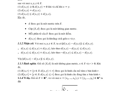 Không gian Metric Khái niệm và Ứng dụng cơ bản