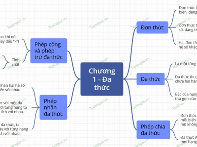 Sơ đồ tư duy Toán 8 chương 1 Đại số: Chinh phục Đa thức