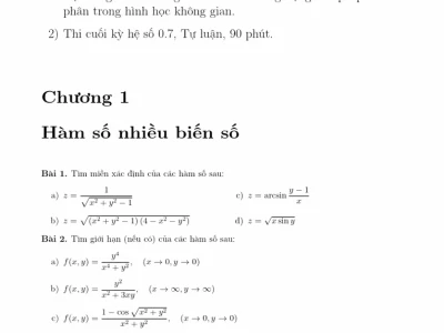 Tổng hợp bài tập giải tích 2 có lời giải chi tiết